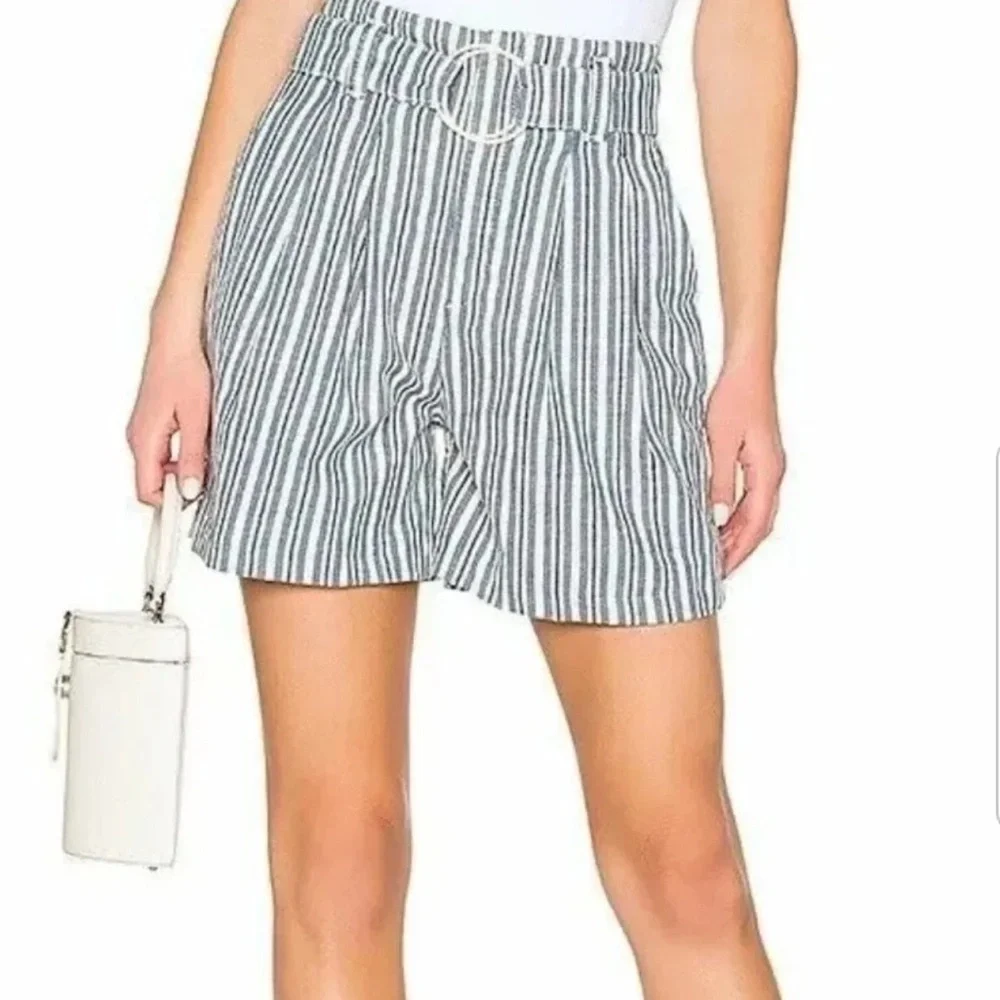 Free People Paperbag Waist Striped Shorts - Picture 2 of 7